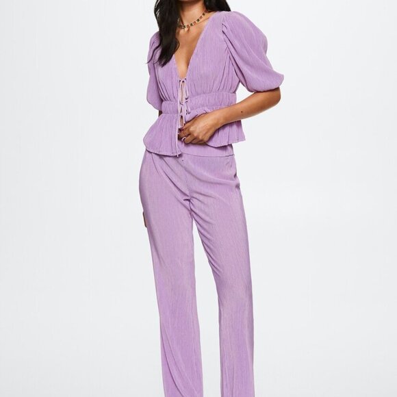 Mango Pleated Blouse With Ruffles - Picture 4 of 9